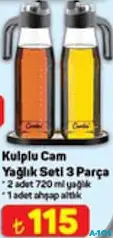 KULPLU CAM YAĞLIK SETİ 3 PARÇA
